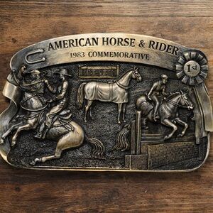 Vintage American Horse & Rider Commemorative Belt Buckle Limited Edition 1983